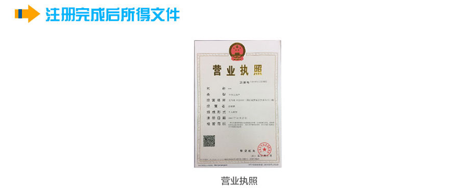 義烏個(gè)體工商戶(hù)注冊完成后獲得的文件